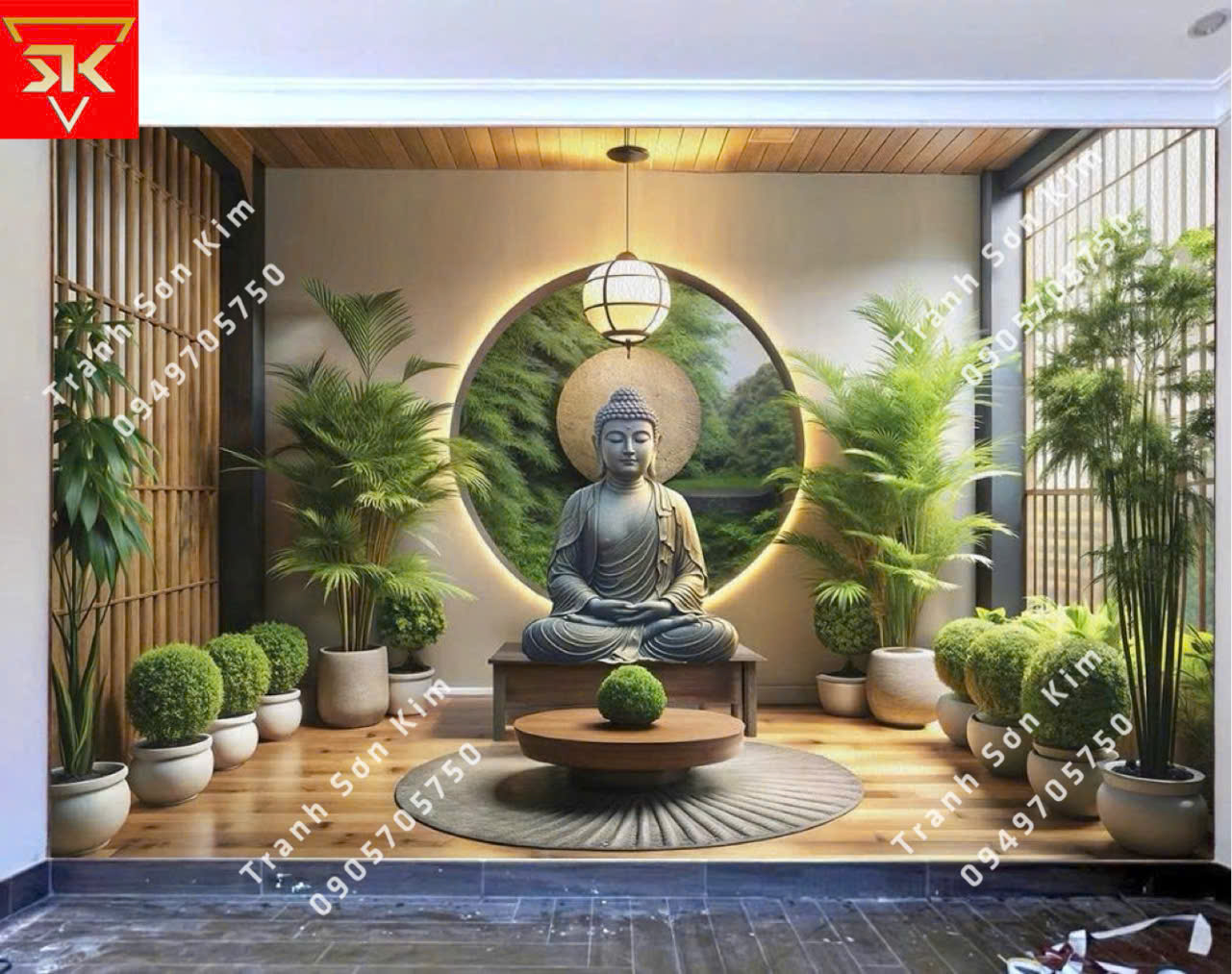 tranh dán tường quán chay