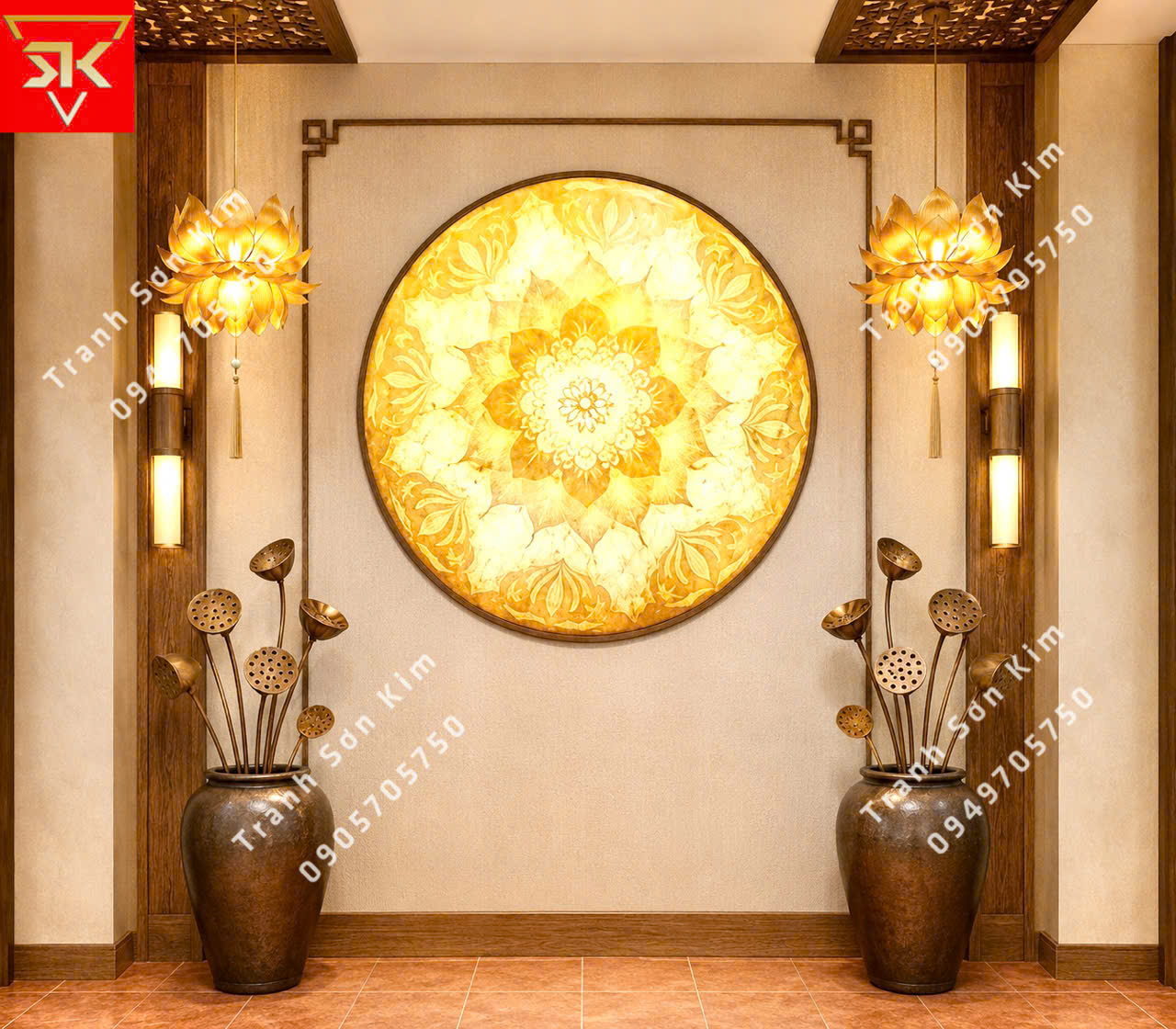 tranh 3d dán tường phòng thờ