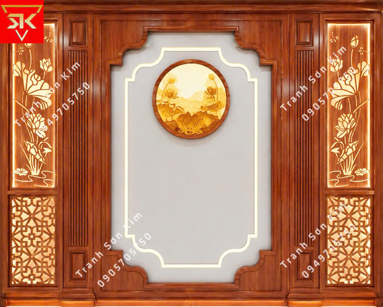 tranh dán tường phòng thờ