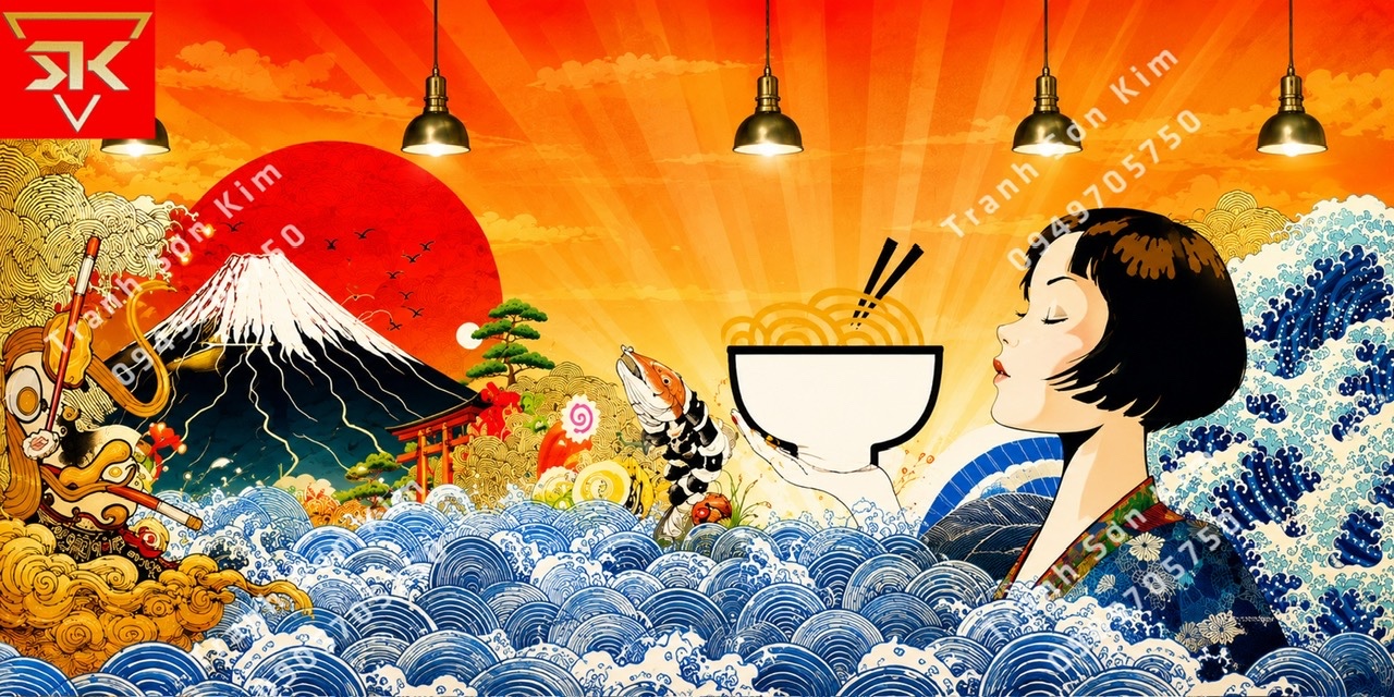tranh dán tường quán ăn nhật