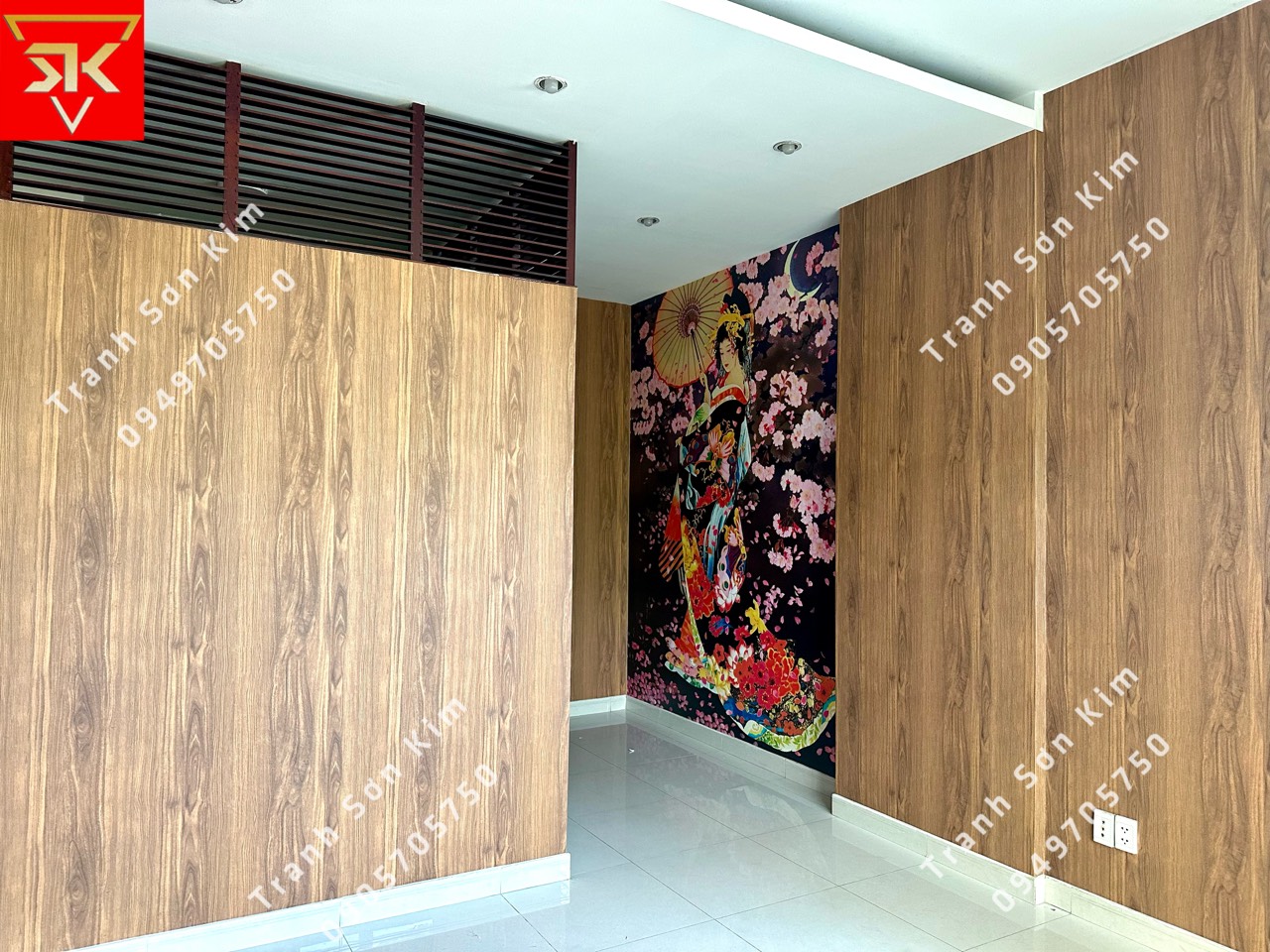 Dán giả gỗ phòng khách