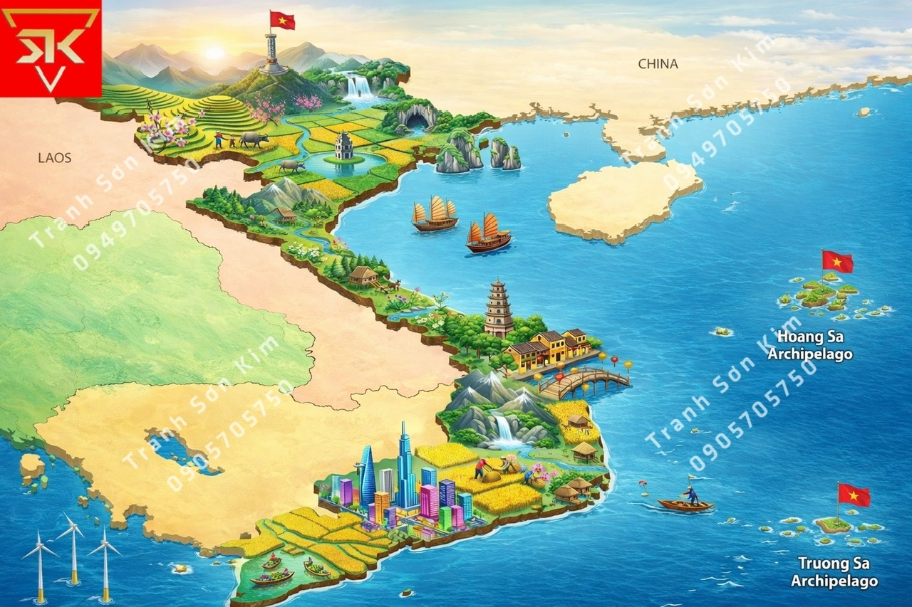 tranh bản đồ việt nam