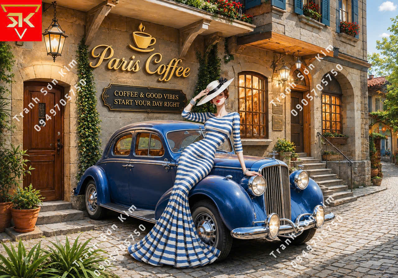 tranh cafe châu âu