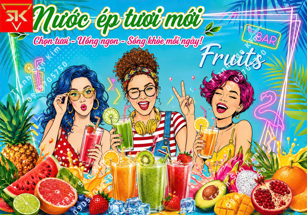 tranh dán tường nước ép