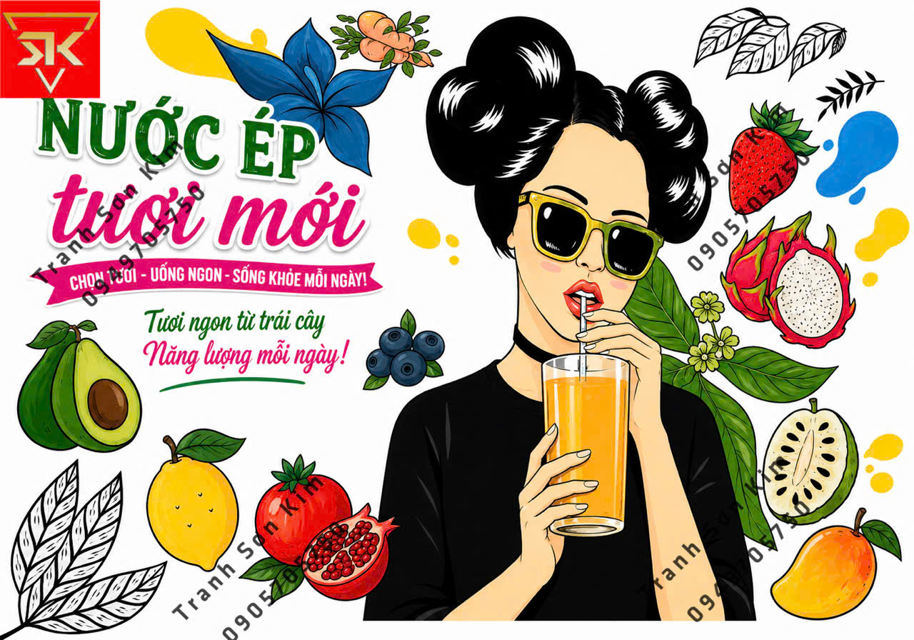 tranh dán tường nước ép