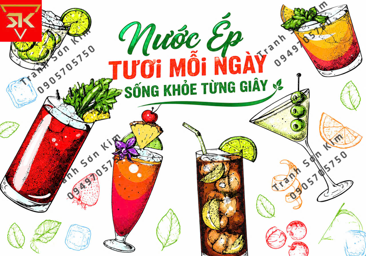 mẫu tranh trà chanh, nước ép