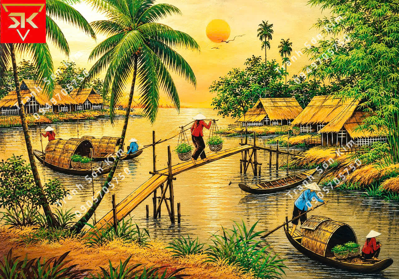 tranh dán tường đồng quê