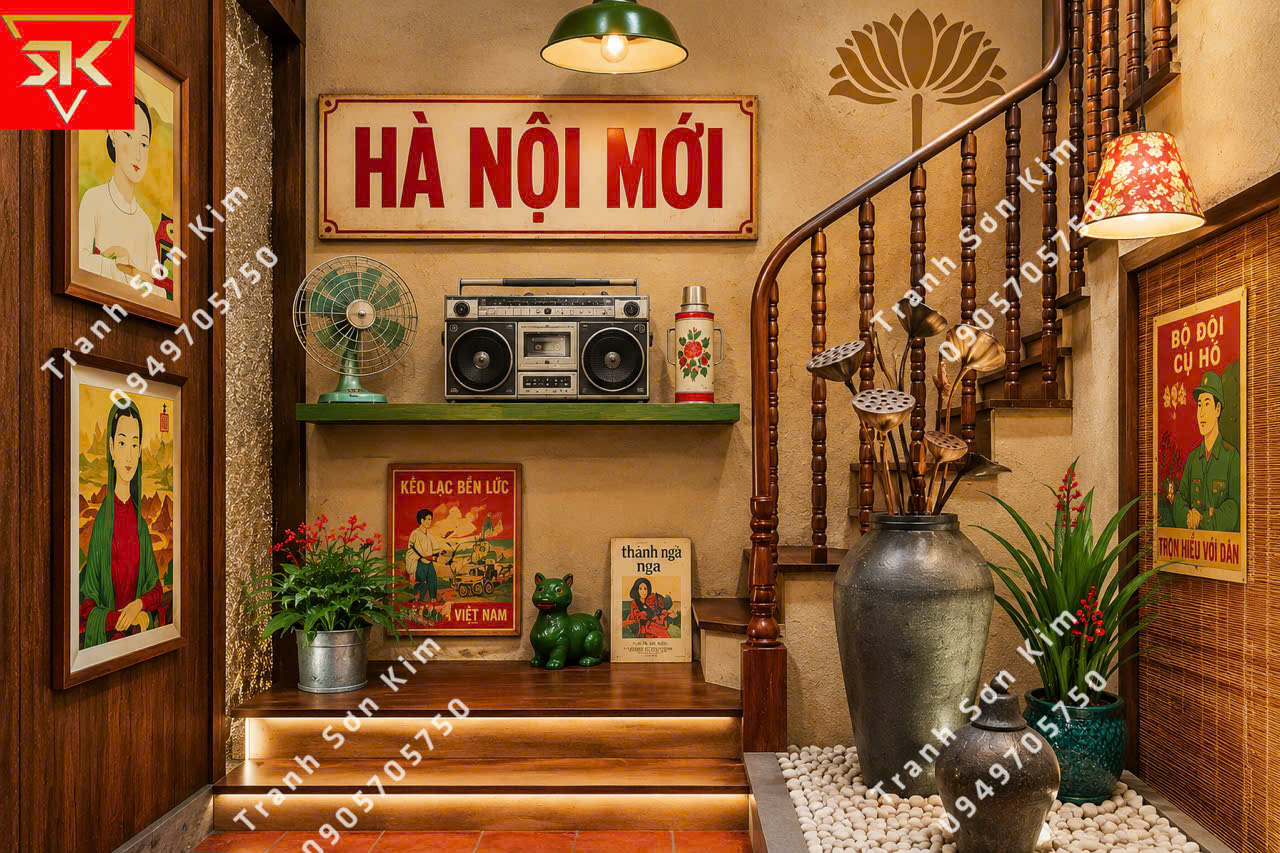 tranh dán tường hà nội xưa