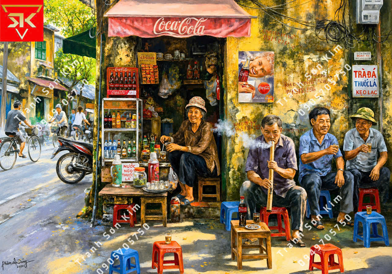 tranh dán tường hà nội xưa