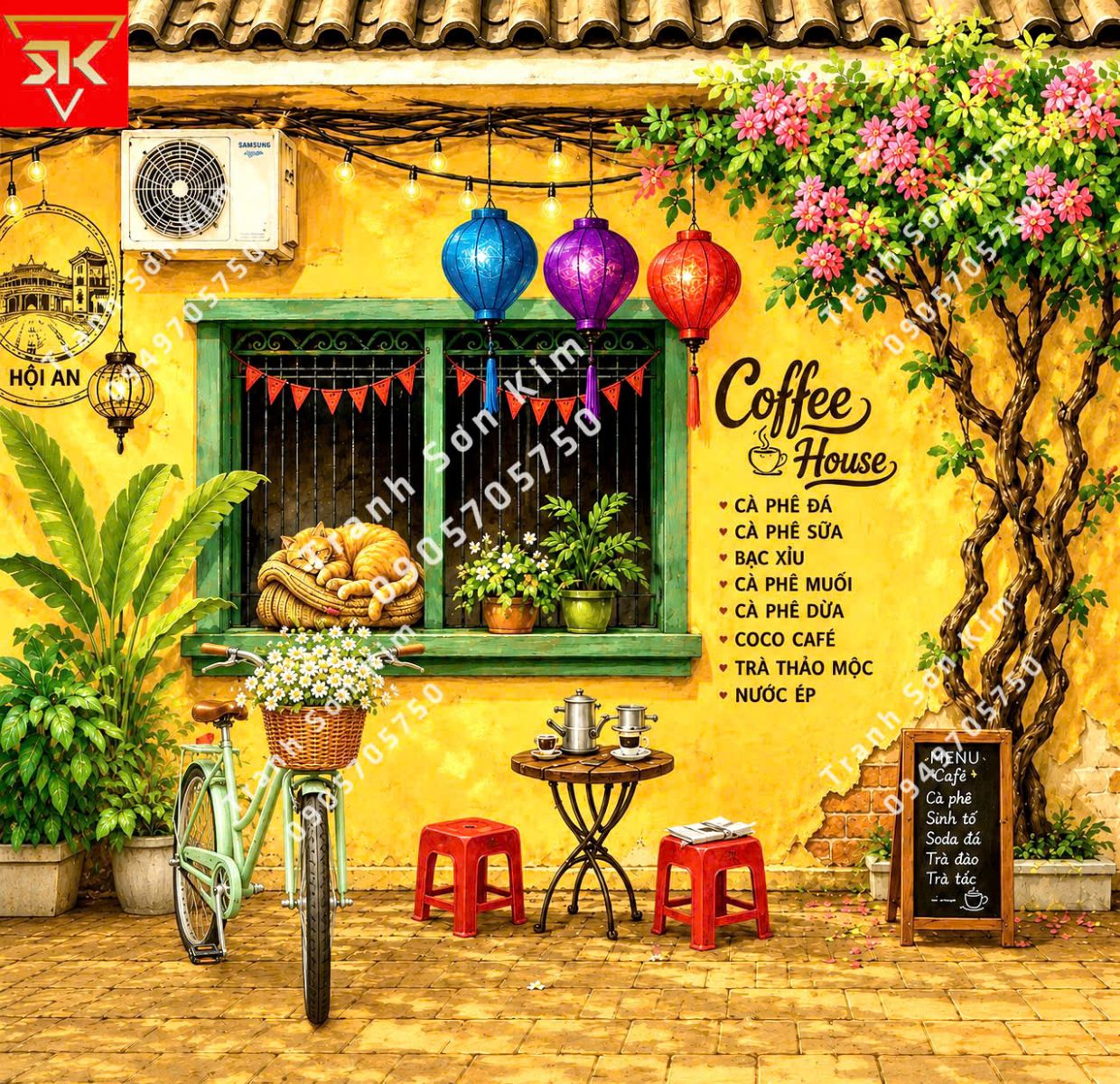 tranh hội an cafe