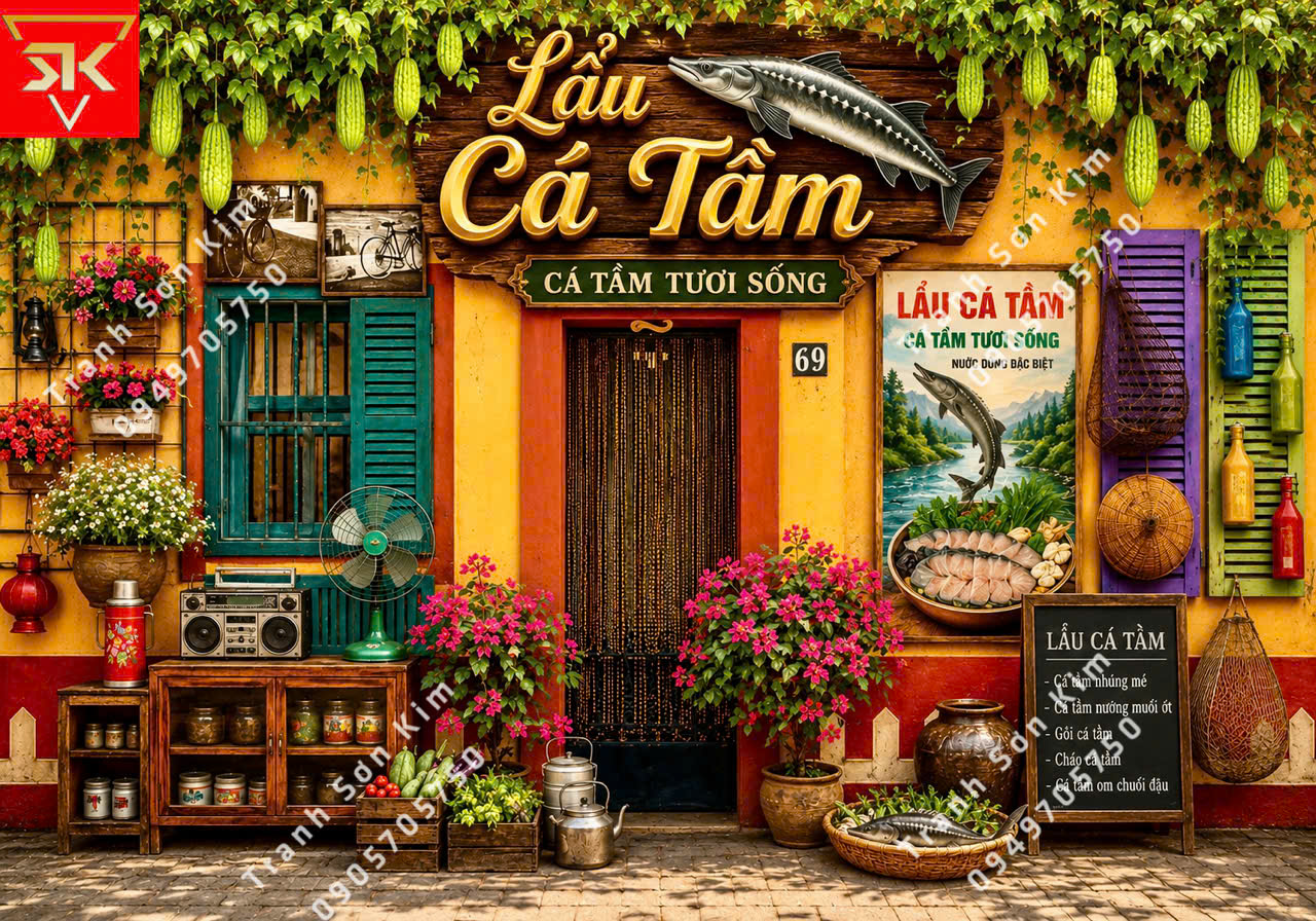 tranh lẩu cá tằm