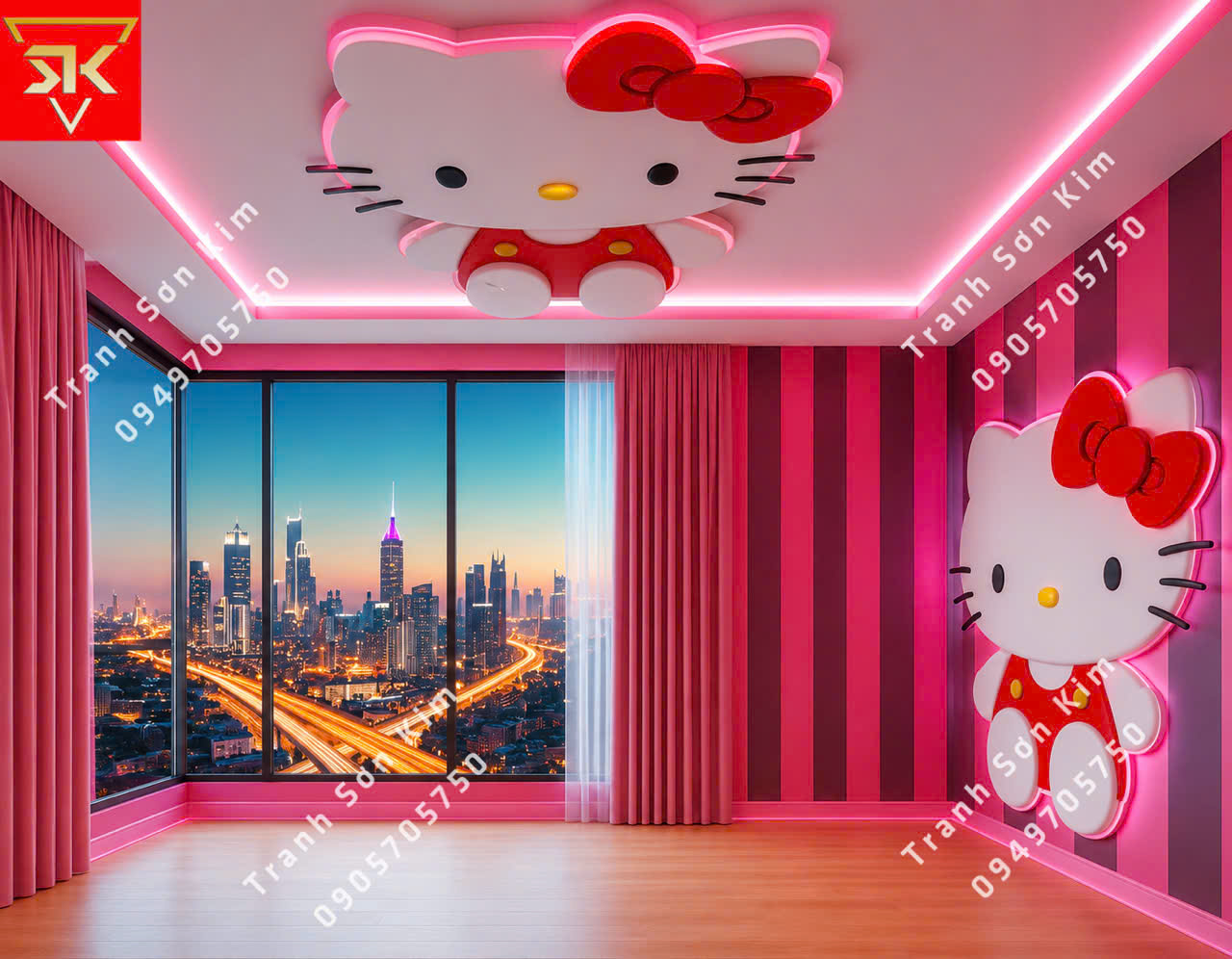 tranh dán tường hello kitty
