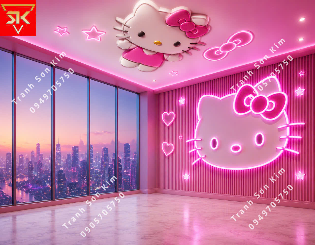 tranh dán tường hello kitty