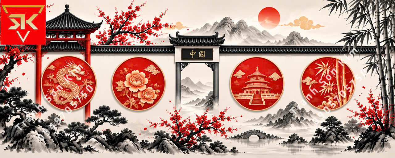 tranh dán tường trung hoa