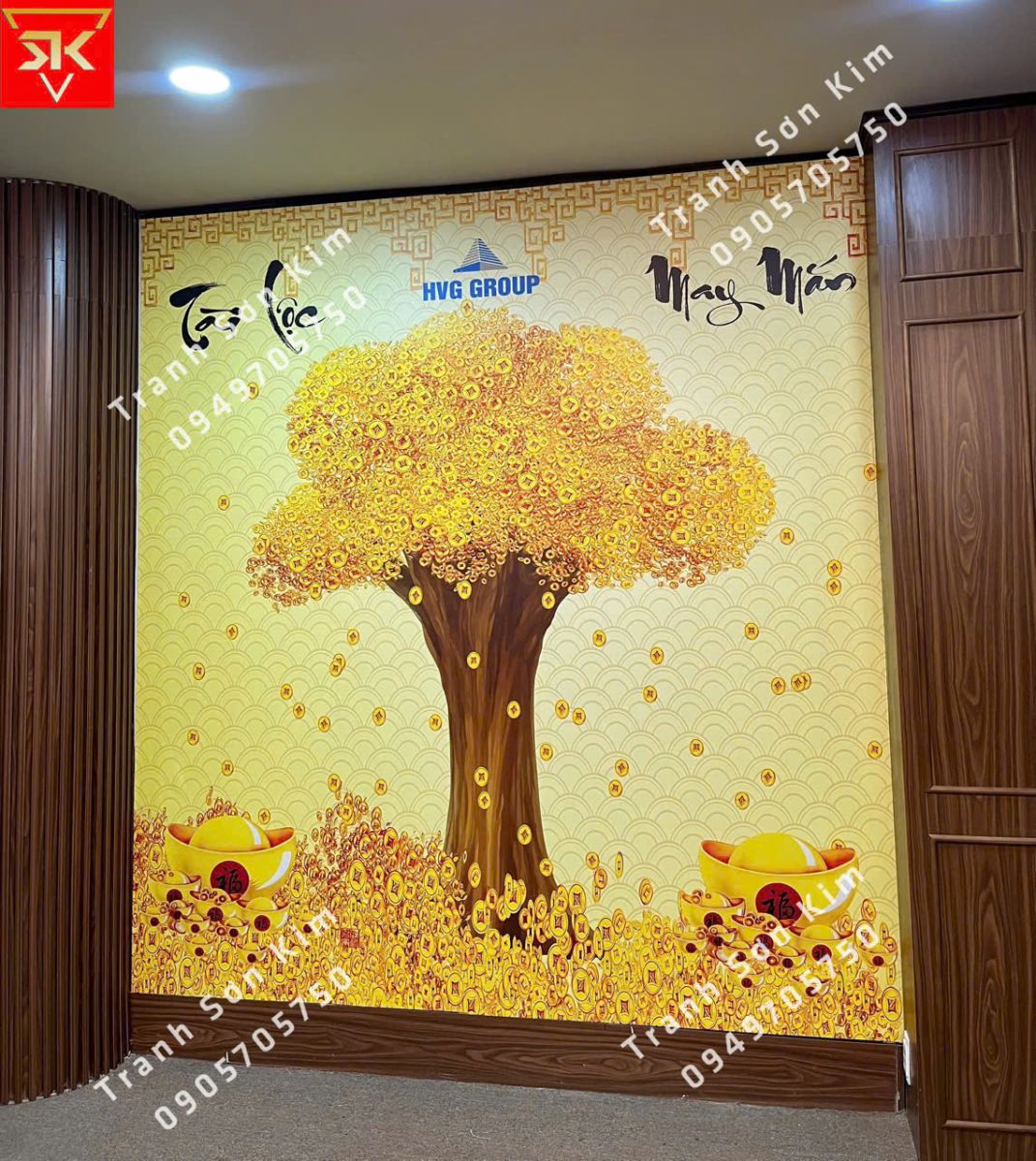 tranh cây kim tiền văn phòng