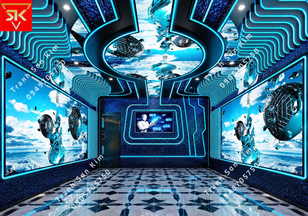 tranh 3d dán trần phòng karaoke