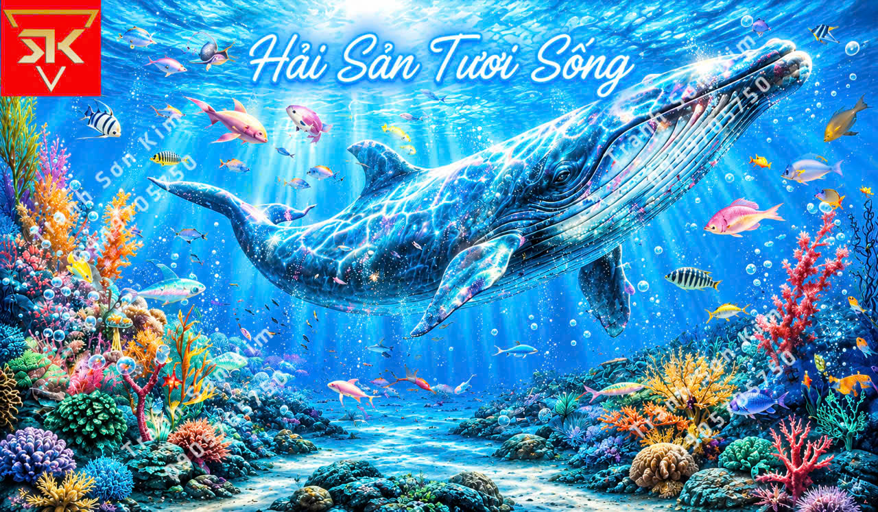 tranh dán tường quán nhậu hải sản