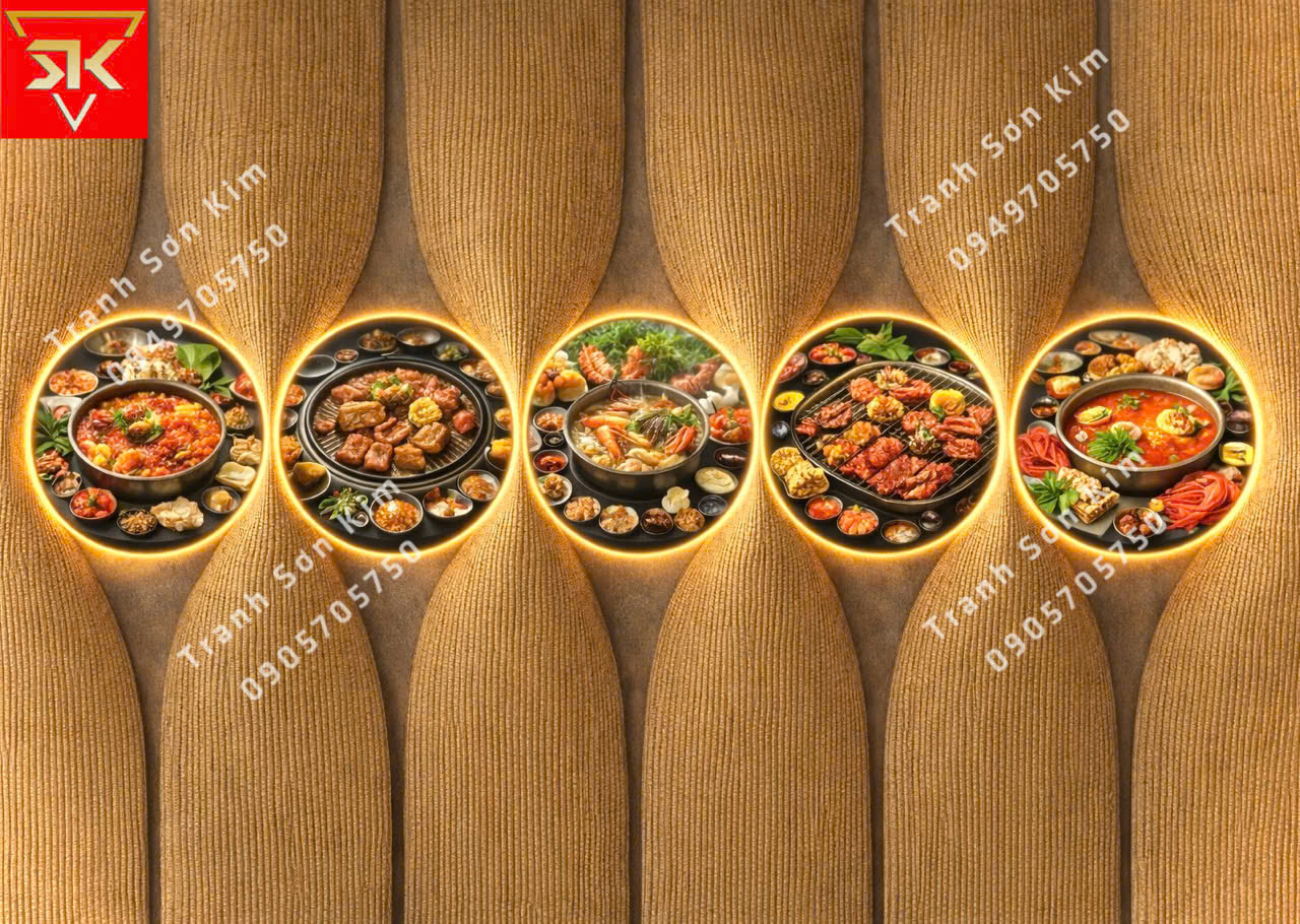tranh dán tường lẩu nướng